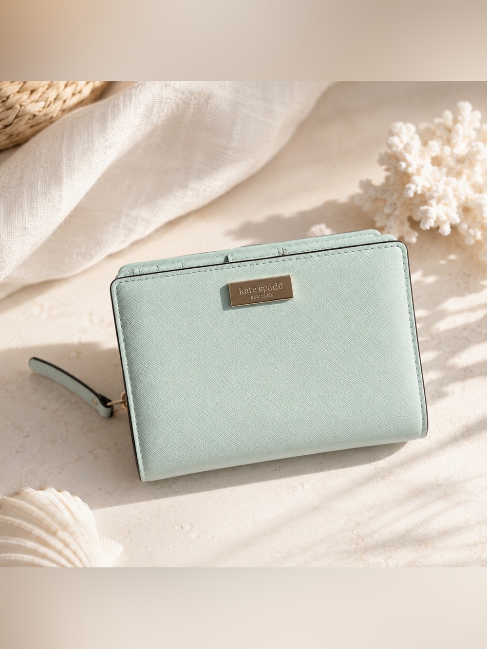Kate Spade Saffiano Leather Bifold Wallet | Gold Hardware | Quiet Luxury Coastal
